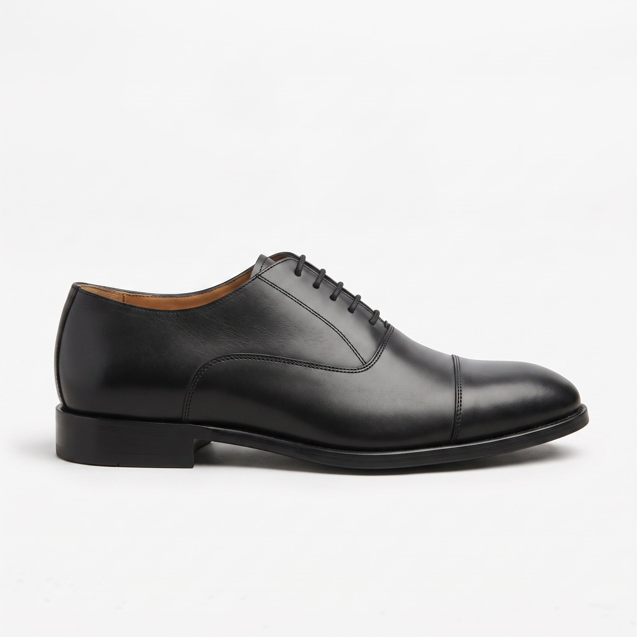 Men's Black Cap-Toe Leather Oxfords — Hackett