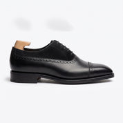 Men's Black Cap-Toe Leather Oxfords — Insley