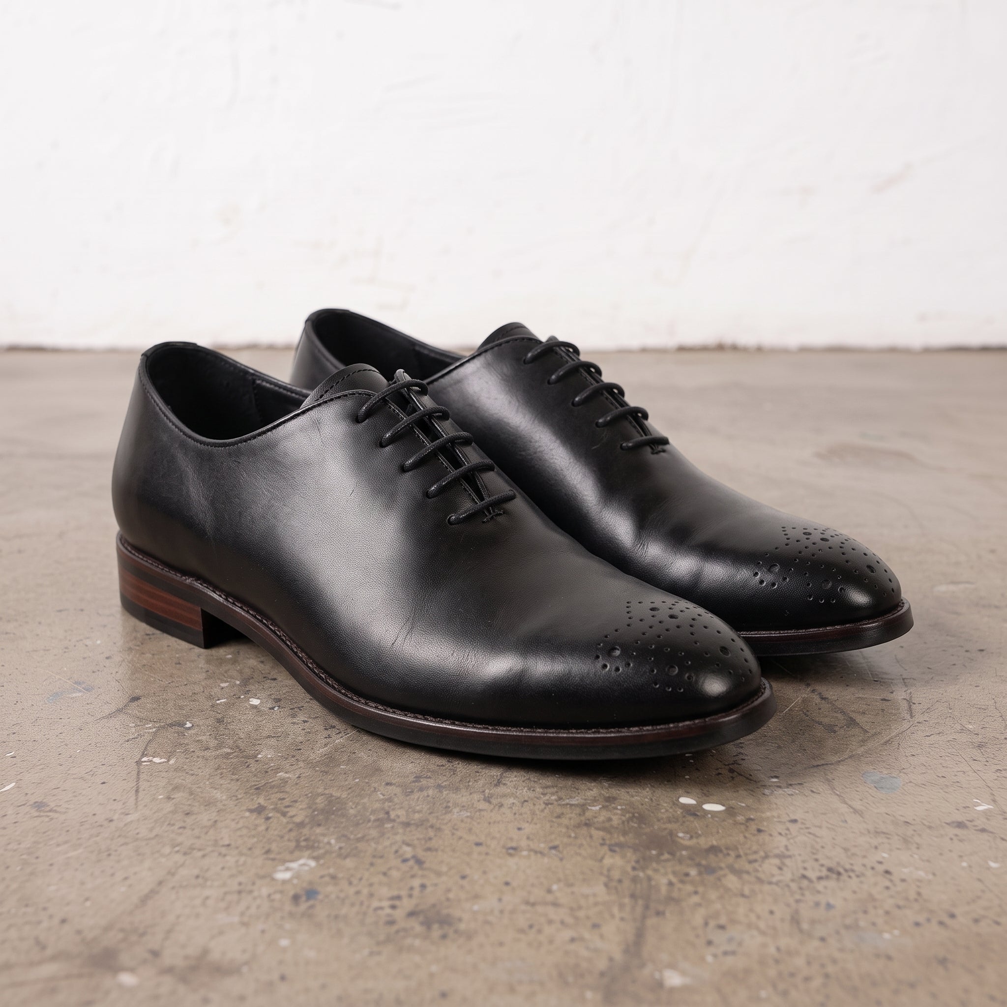Men's Black Cap-Toe Suede Leather Oxfords — Neville