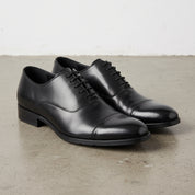 Men's Black Cap-Toe Leather Oxfords — Oakes