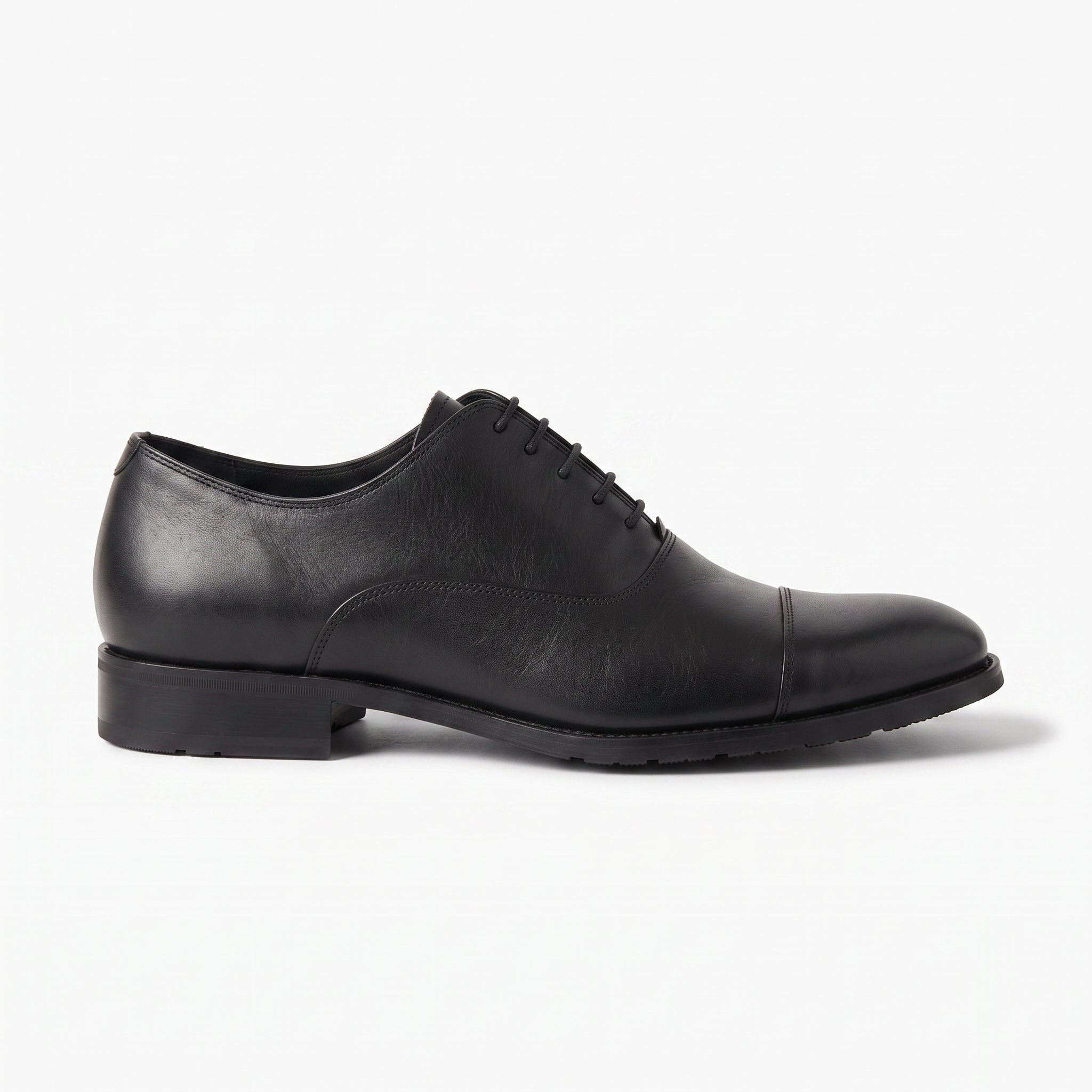 Men's Black Cap-Toe Leather Oxfords — Oakes