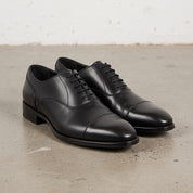 Men's Black Cap-Toe Leather Oxfords — Sotheby