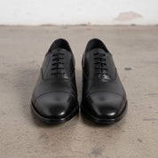 Men's Black Cap-Toe Leather Oxfords — Sotheby