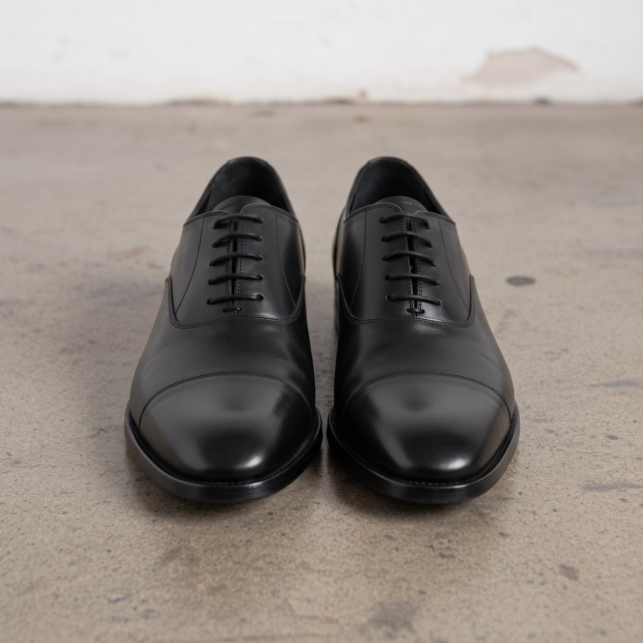Men's Black Cap-Toe Leather Oxfords — Sotheby