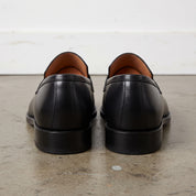 Men's Black Apron-Toe Leather Penny Loafers — Algar