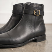 Men's Black Cap-Toe Leather Zip Jodhpur Boots — Reynolds