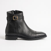 Men's Black Cap-Toe Leather Zip Jodhpur Boots — Reynolds