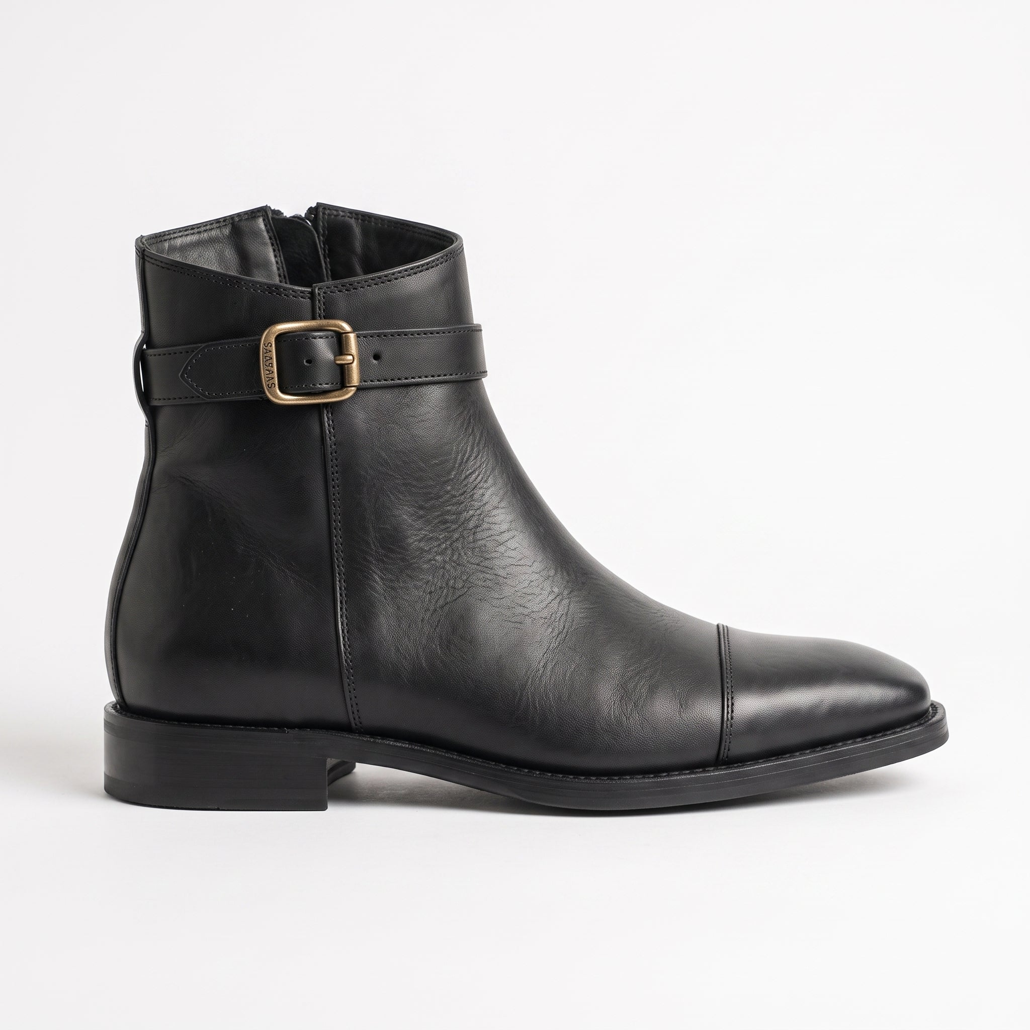Men's Black Cap-Toe Leather Zip Jodhpur Boots — Reynolds