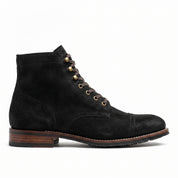 Men's Black Cap-Toe Nubuck Leather Ankle Boots — Laverton