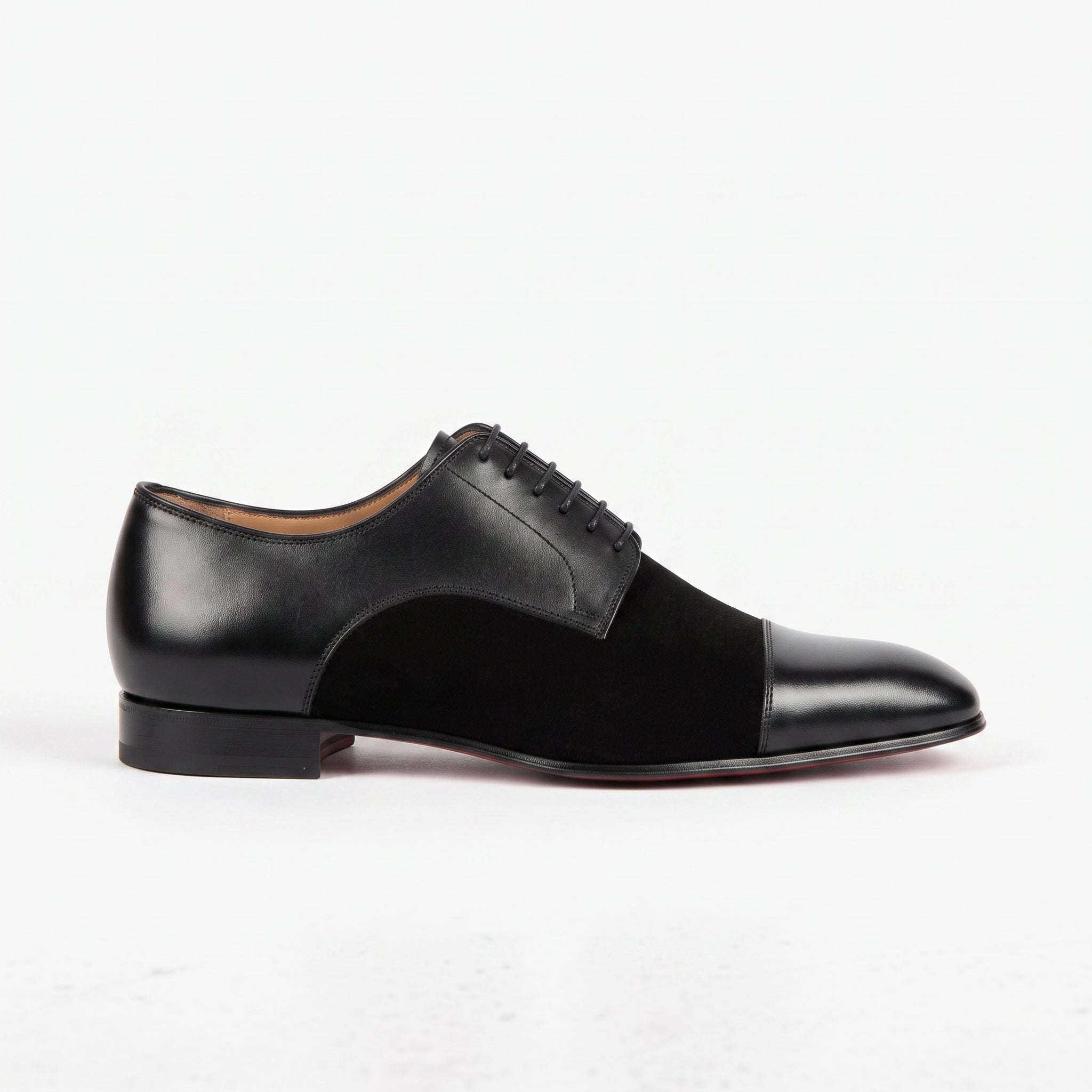 Men's Black Cap-Toe Suede and Leather Oxfords — Doveton — Doveton