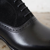 Men's Black Cap-Toe Suede and Leather Oxfords — Haig