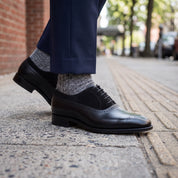 Men's Black Cap-Toe Suede and Leather Oxfords — Haig