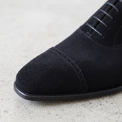 Men's Black Cap-Toe Suede Oxfords — Dorward