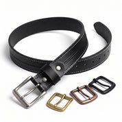 Men's Black Leather Buckleless Belt — Farnworth