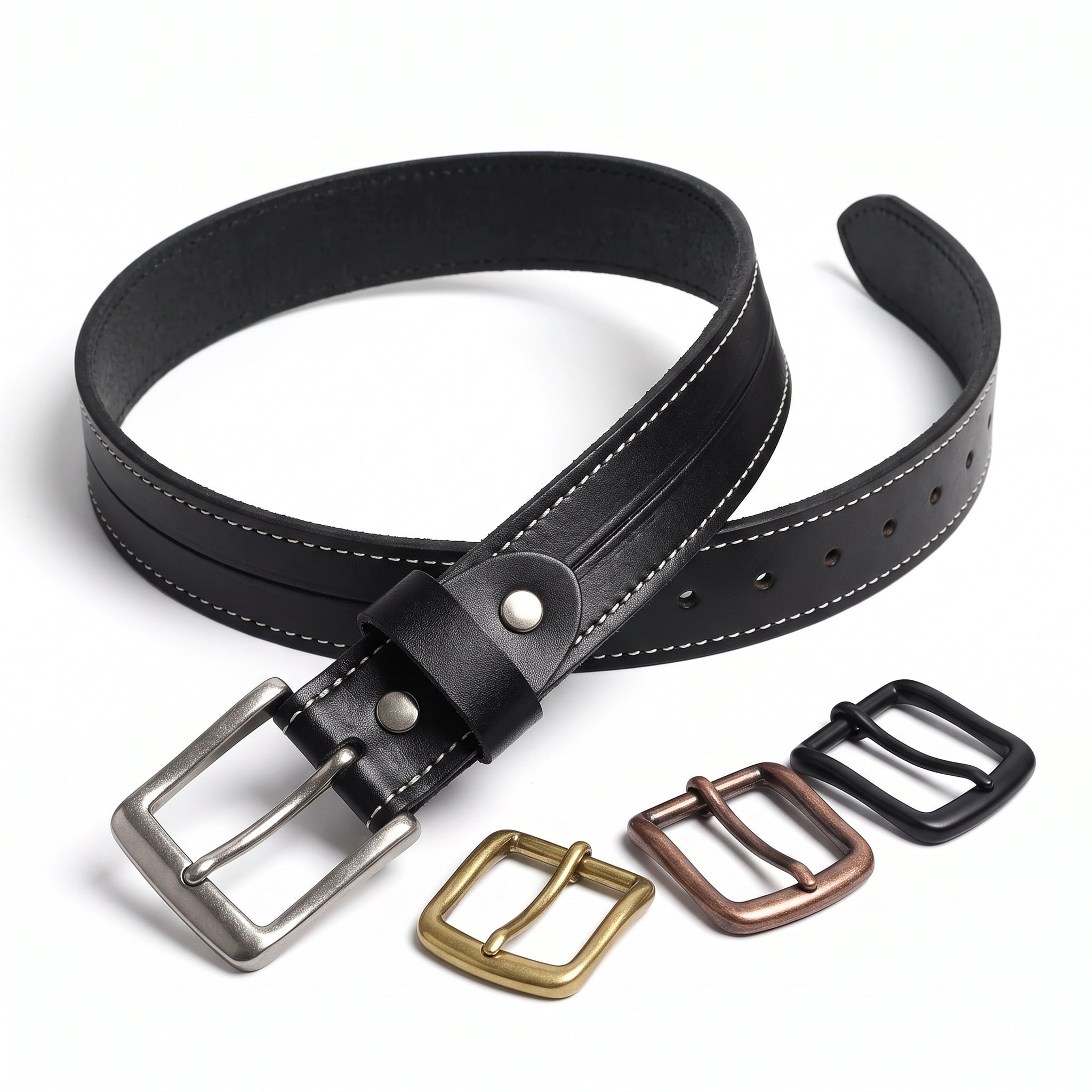 Men's Black Leather Buckleless Belt — Farnworth