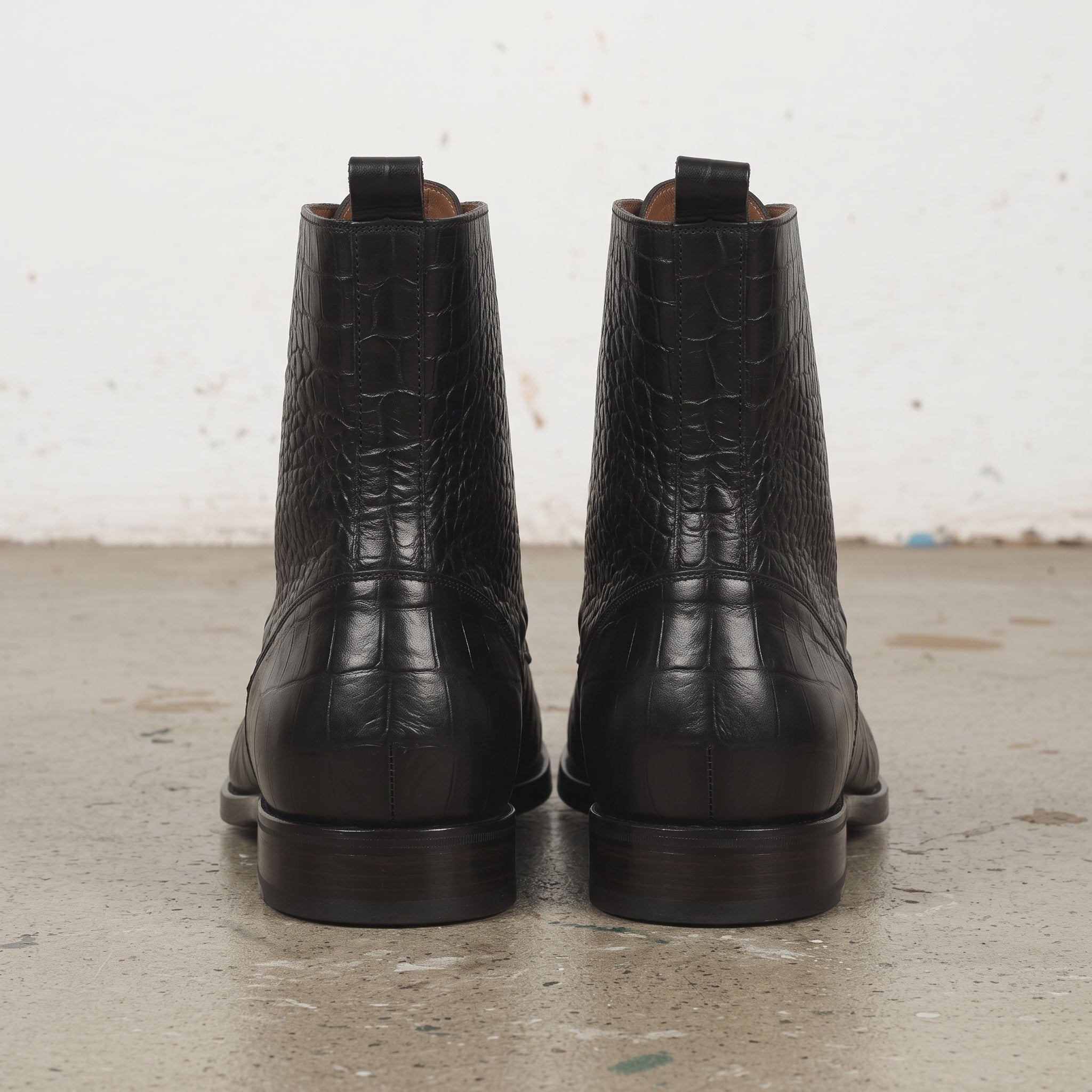 Men's Black Crocodile-Embossed Leather Ankle Boots — Chorley