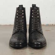 Men's Black Crocodile-Embossed Leather Ankle Boots — Chorley