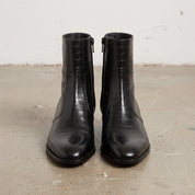 Men's Black Crocodile-Embossed Leather Zip Ankle Boots — Claydon