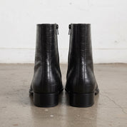Men's Black Crocodile-Embossed Leather Ankle Boots — Kenrick