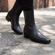 Men's Black Crocodile-Embossed Leather Ankle Boots — Kenrick