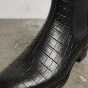 Men's Black Crocodile-Embossed Leather Chelsea Boots — Hickson
