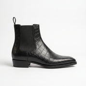 Men's Black Crocodile-Embossed Leather Chelsea Boots — Hickson