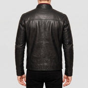 Men's Black Leather Cafe Racer Jacket — Appleford