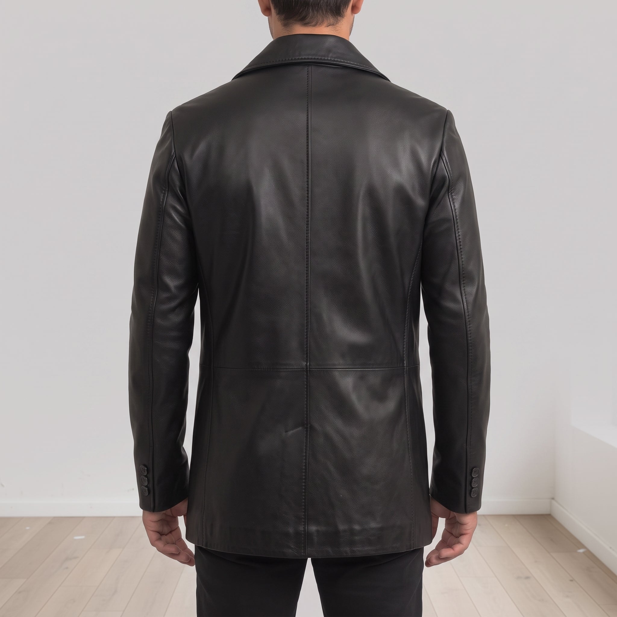 Men's Black Double-Breasted Leather Biker Jacket — Pomeroy