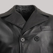 Men's Black Double-Breasted Leather Biker Jacket — Pomeroy