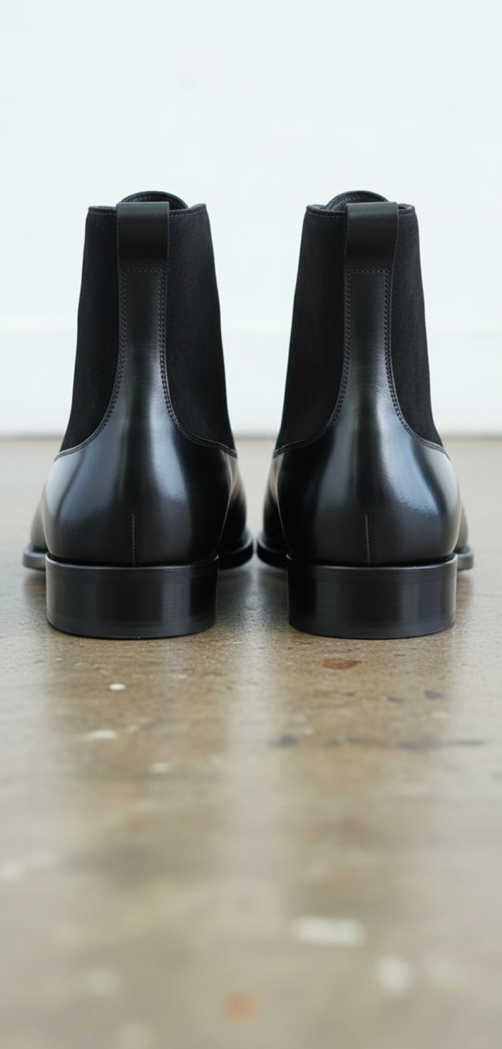 Mens black Dress Boots, Mens cap toe Lace up ankle boots, Mens boots - back-view