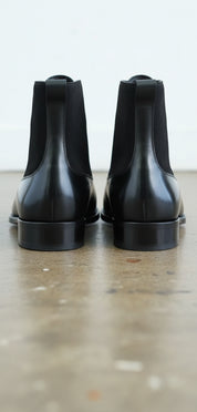 Mens black Dress Boots, Mens cap toe Lace up ankle boots, Mens boots - back-view