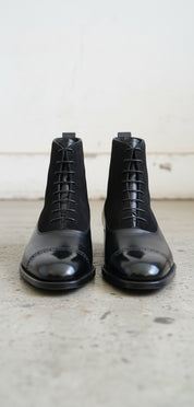Mens black Dress Boots, Mens cap toe Lace up ankle boots, Mens boots - front-view