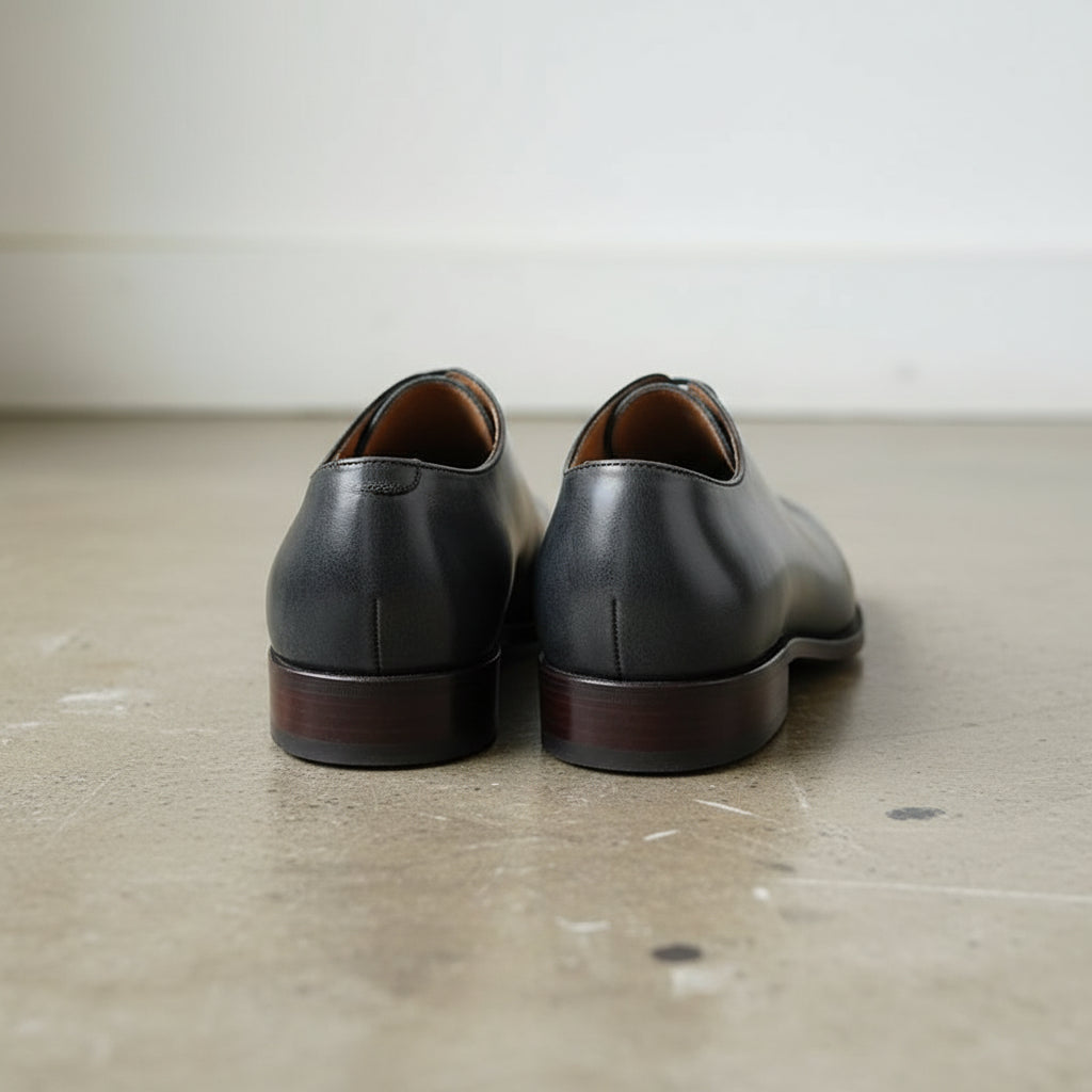 Mens Black dress shoes, Men leather Oxford shoes, shoes for men - back-view