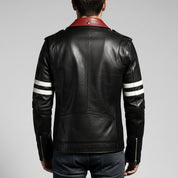 Men's Black Leather Single Rider Biker Jacket — Critchley