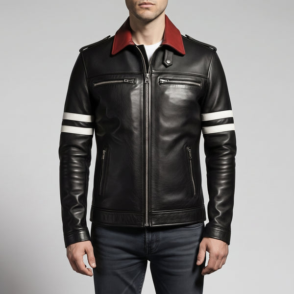 Critchley · Black Leather Single Rider Jacket
