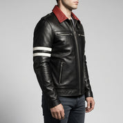 Men's Black Leather Single Rider Biker Jacket — Critchley