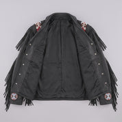 Men's Black Fringed Leather Western Jacket — Hanford