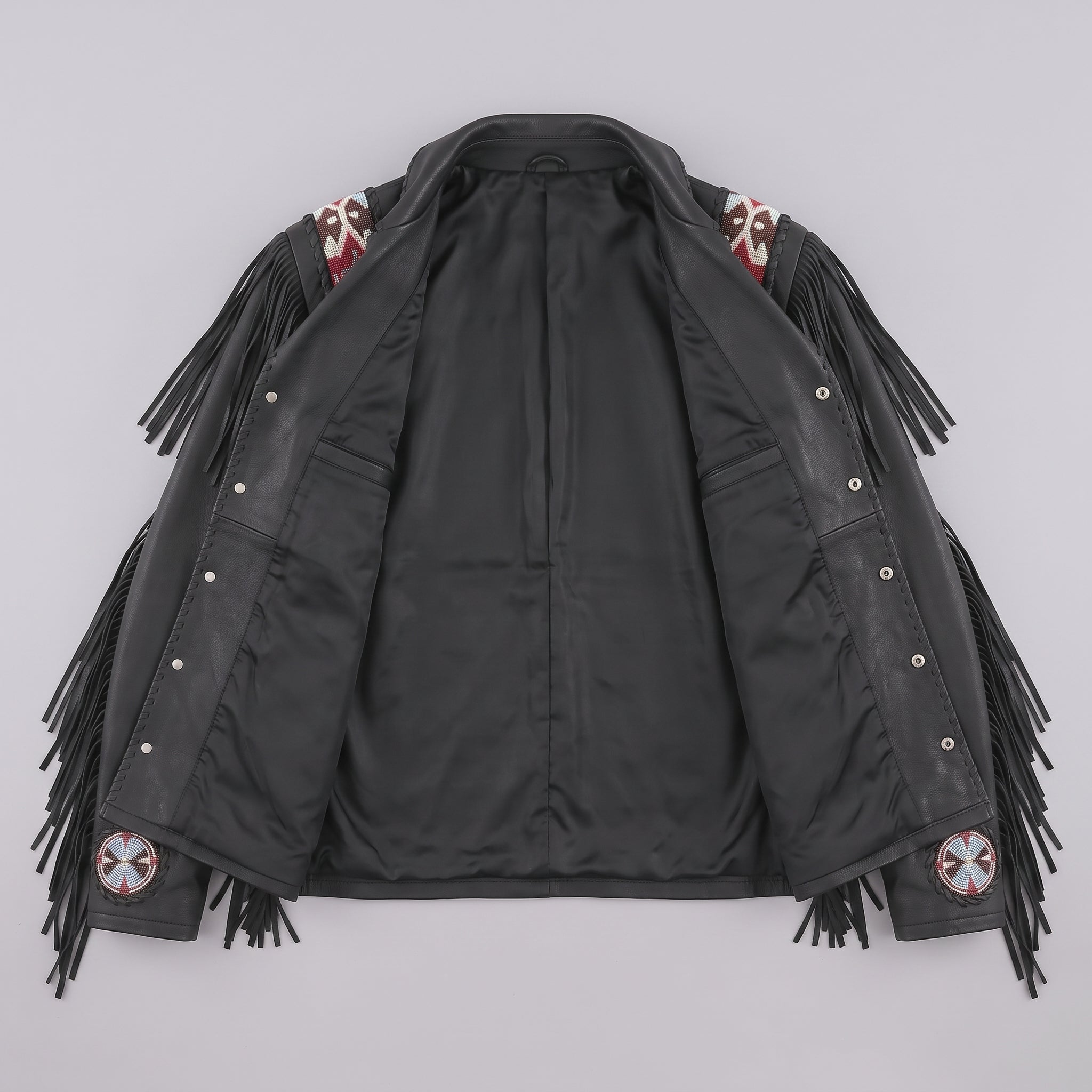Men's Black Fringed Leather Western Jacket — Hanford