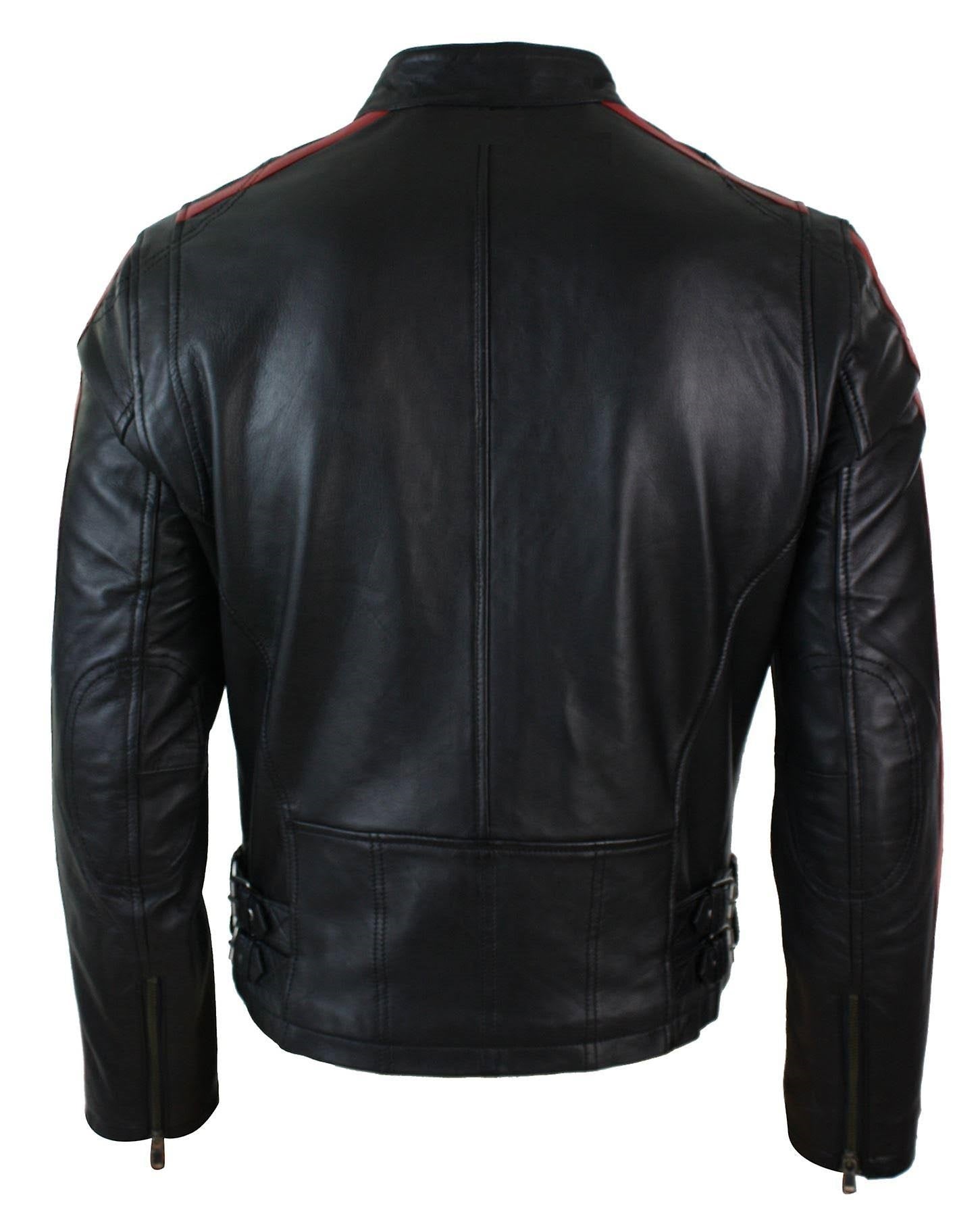 Mens black genuine sheep leather jacket Men motocycle retro style jacket