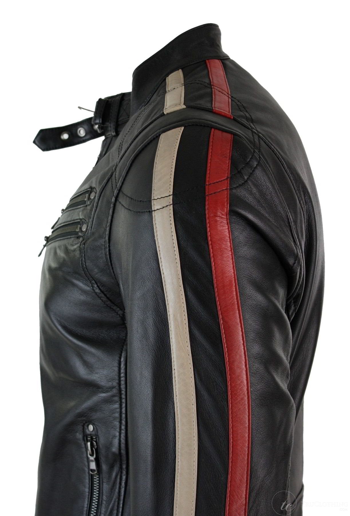 Mens black genuine sheep leather jacket Men motocycle retro style jacket