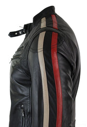 Mens black genuine sheep leather jacket Men motocycle retro style jacket