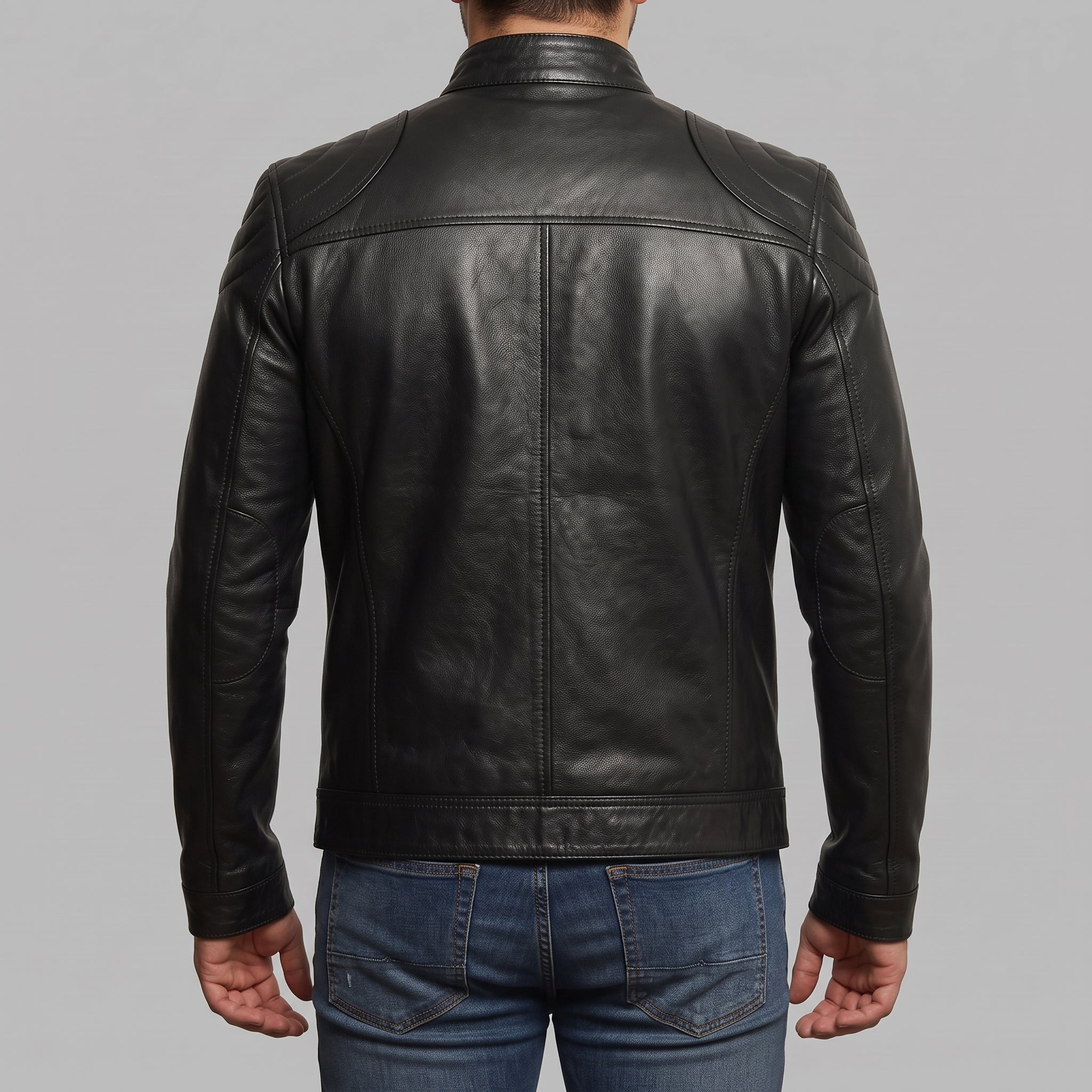 Men's Black Leather Biker Jacket — Aldwincle