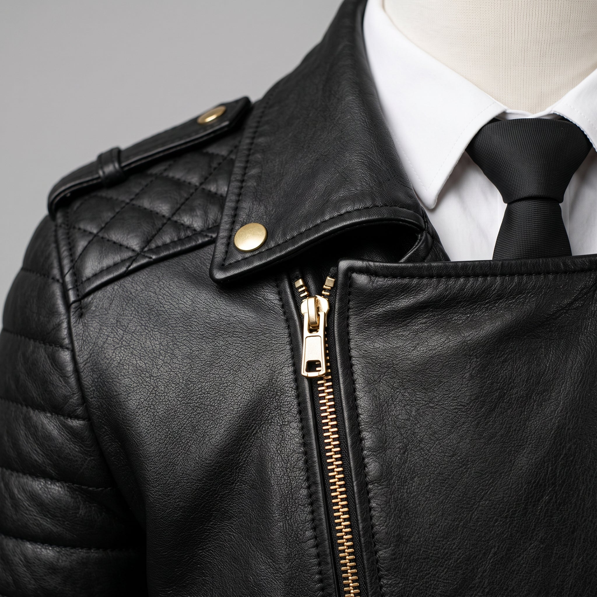 Men's Black Quilted Pebbled Leather Perfecto Biker Jacket — Alington