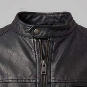 Men's Black Leather Cafe Racer Jacket — Amwell