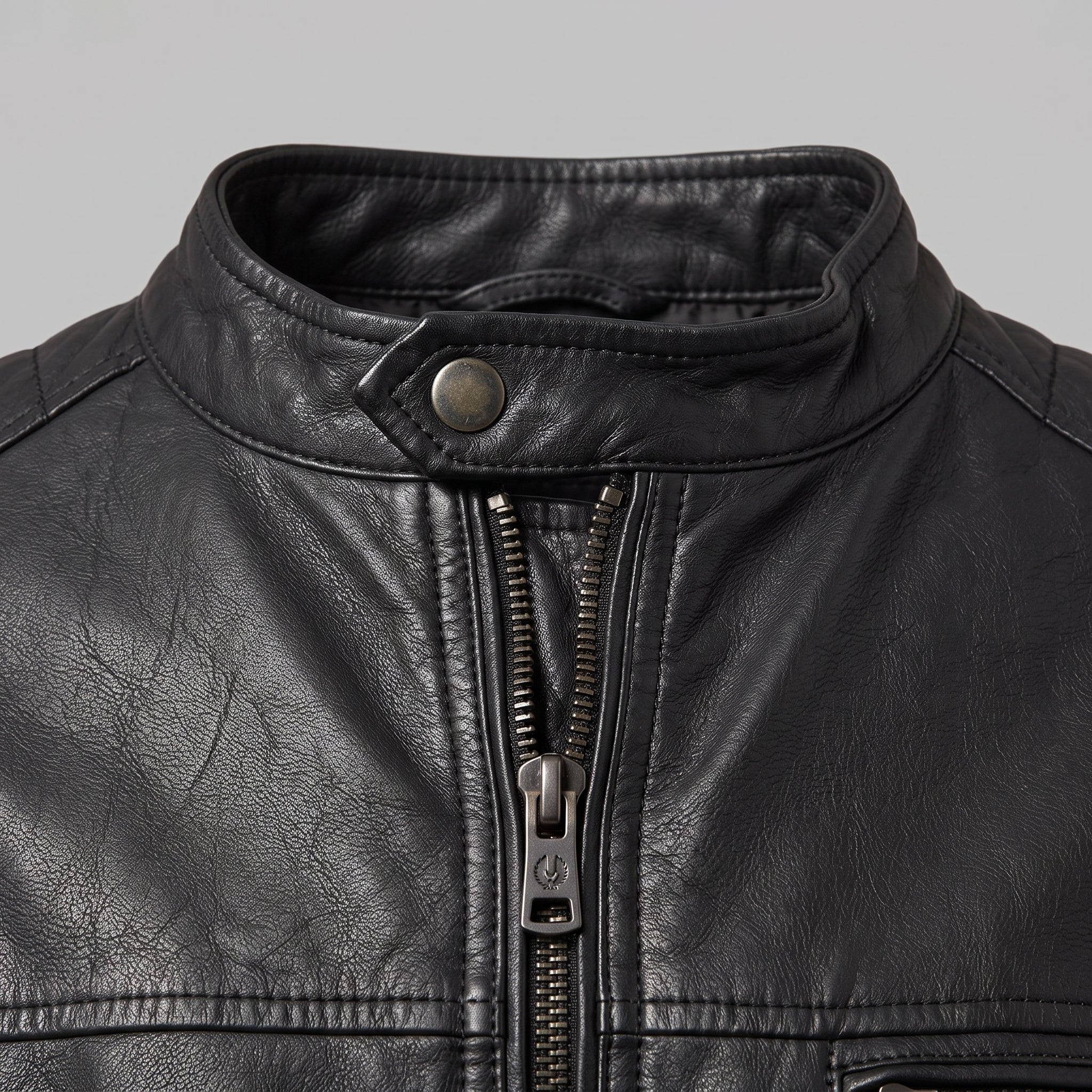 Men's Black Leather Cafe Racer Jacket — Amwell