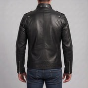 Men's Black Leather Field Jacket — Benedict