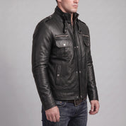 Men's Black Leather Field Jacket — Benedict