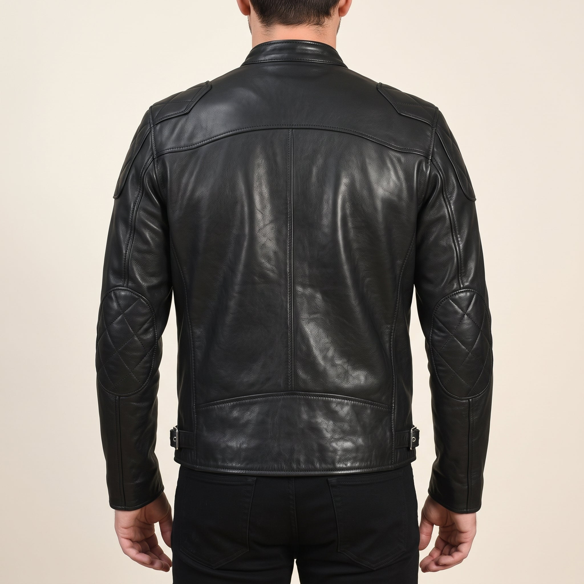 Men's Black Leather Cafe Racer Jacket — Bickleigh