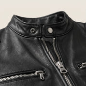Men's Black Leather Cafe Racer Jacket — Bickleigh