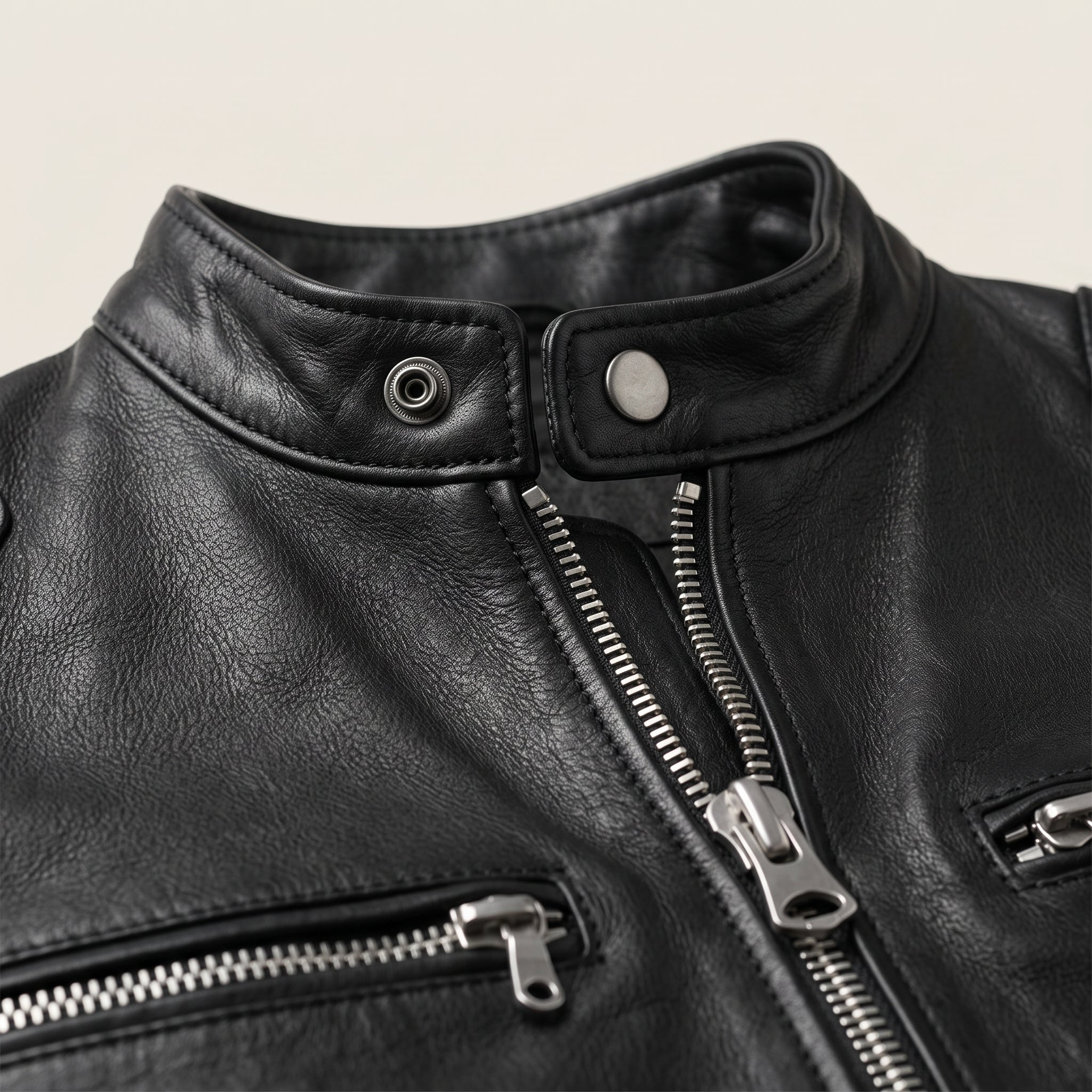 Men's Black Leather Cafe Racer Jacket — Bickleigh